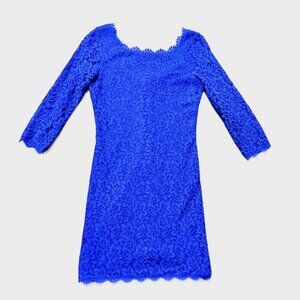 Dark Royal Blue Lace Dress by Diane von Furstenberg Sz 8